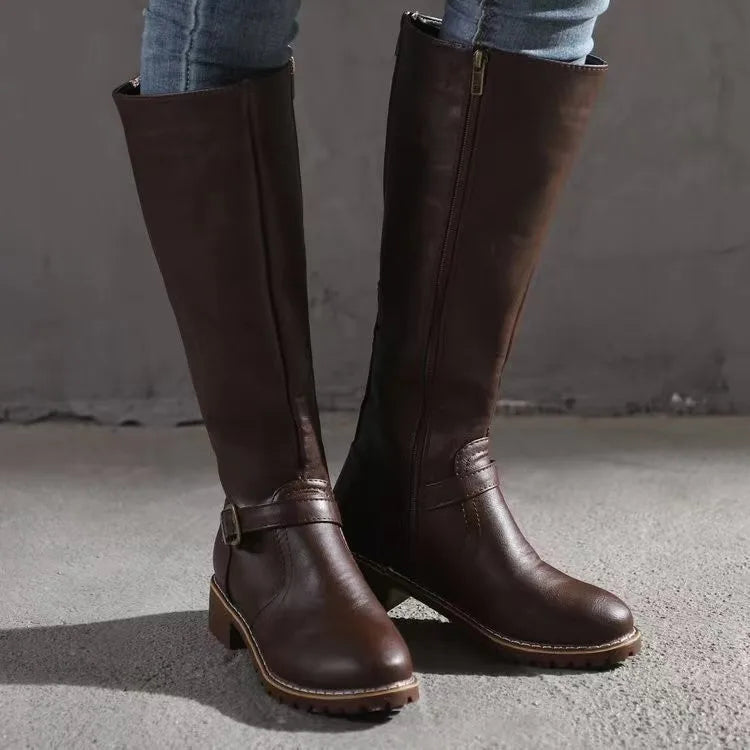 Bottes orthopédiques en cuir à boucle pour femme