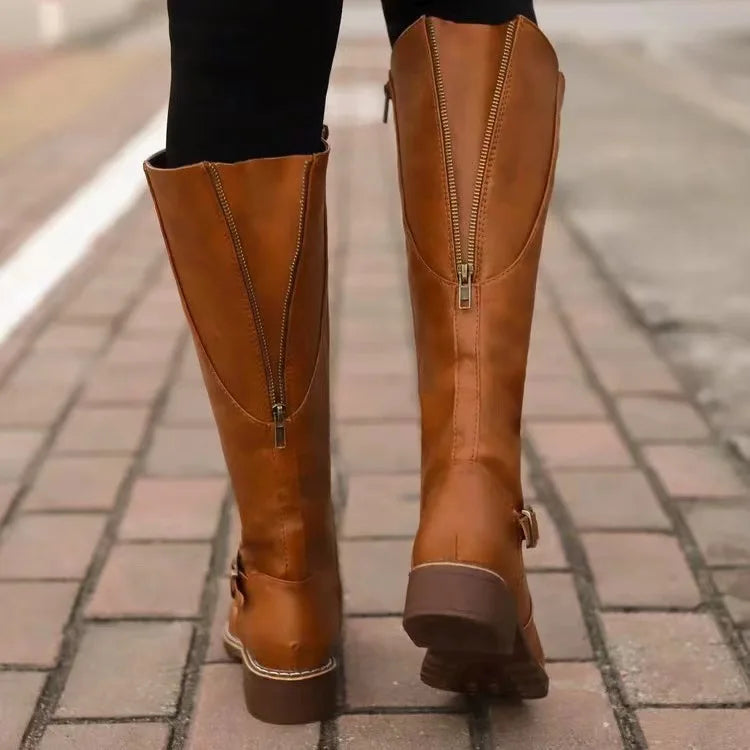 Bottes orthopédiques en cuir à boucle pour femme