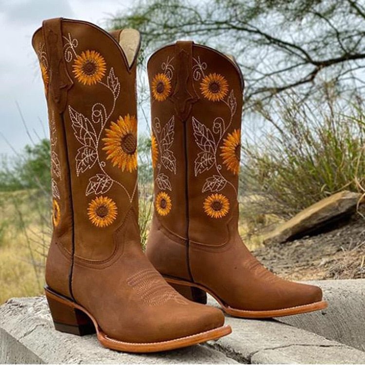 Bottes western brodées pour femme
