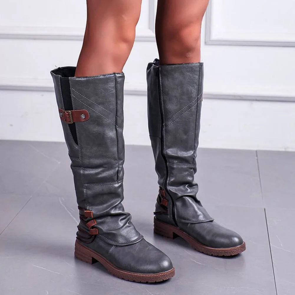 Bottes zippées en cuir vintage - tendance et confortables