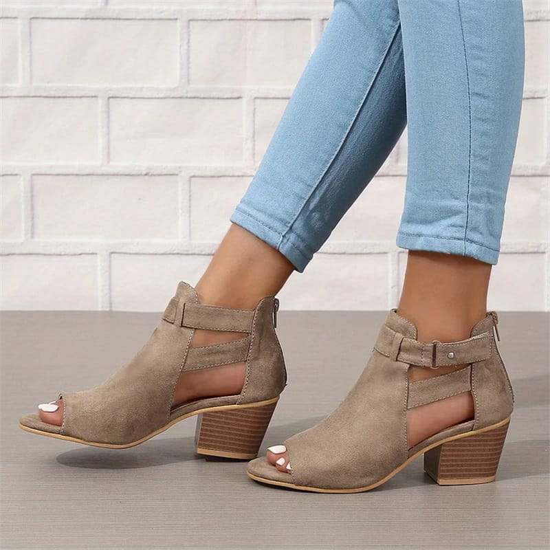 Bottines à bout ouvert femme