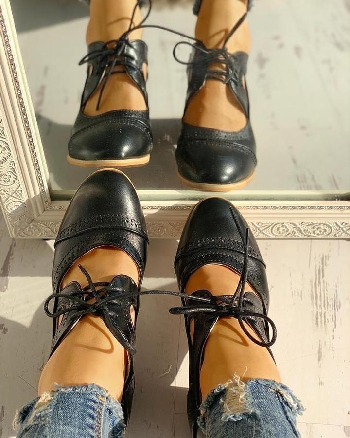 Bottines à lacets à talon bloc pour femme