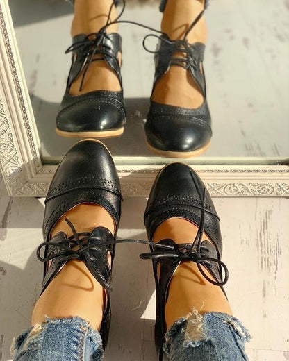 Bottines à lacets à talon bloc pour femme