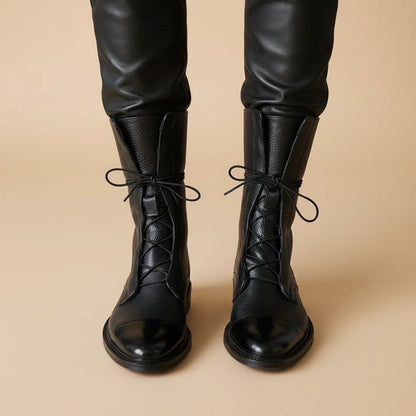 Bottines à lacets en cuir pour femme