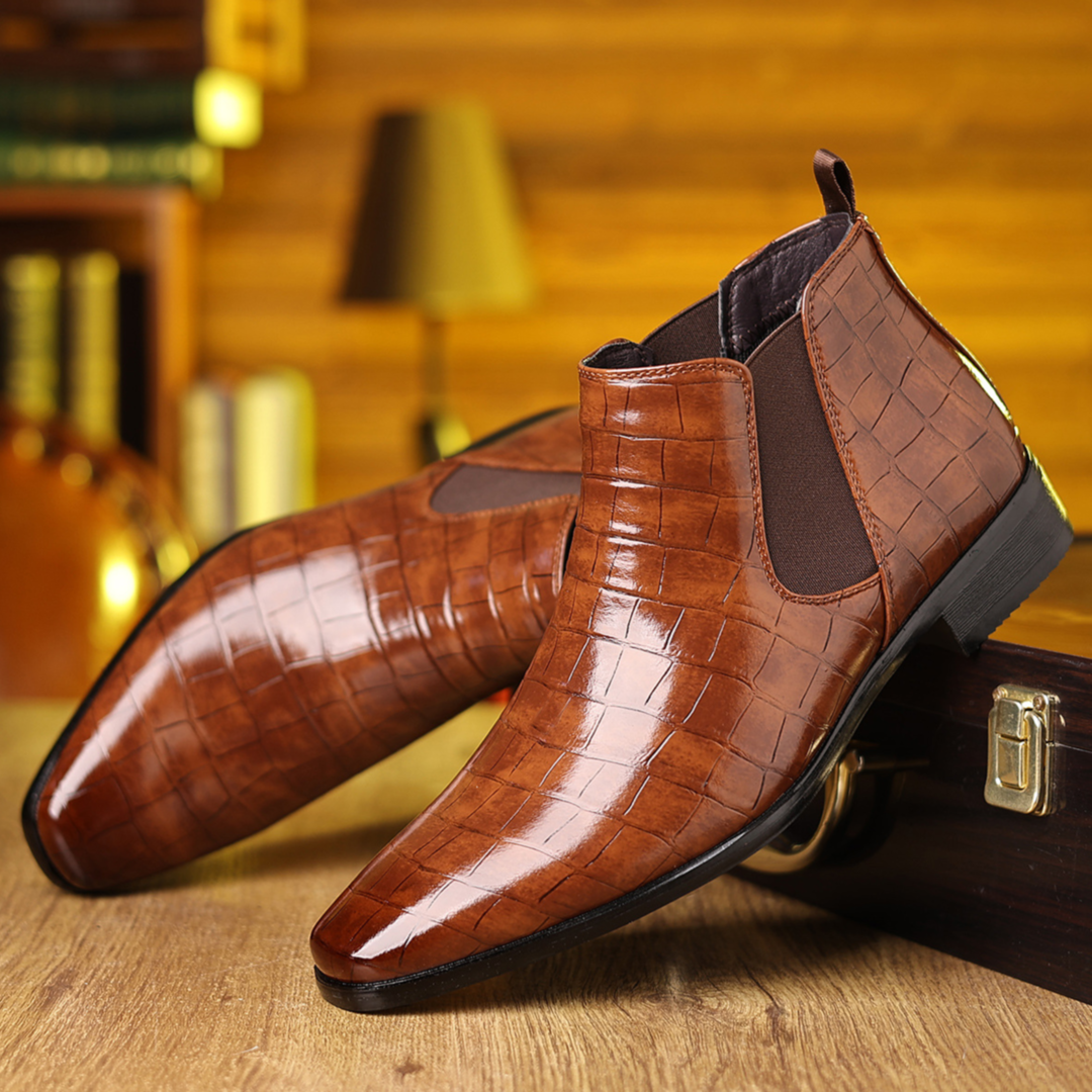 Bottines Chelsea effet croco de luxe