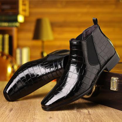 Bottines Chelsea effet croco de luxe