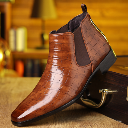 Bottines Chelsea effet croco de luxe