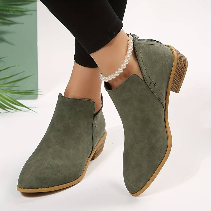 Bottines femme à talon bas avec découpe en V