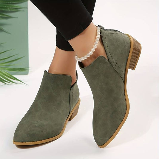 Bottines femme à talon bas avec découpe en V