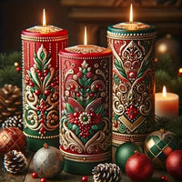 Bougie rustique de Noël pour décoration festive de cheminée