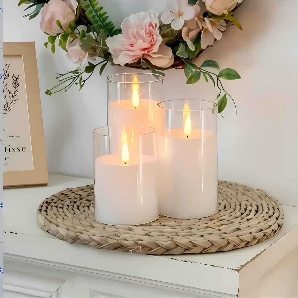 Bougies sans flamme 3D éthérées, lot de 3