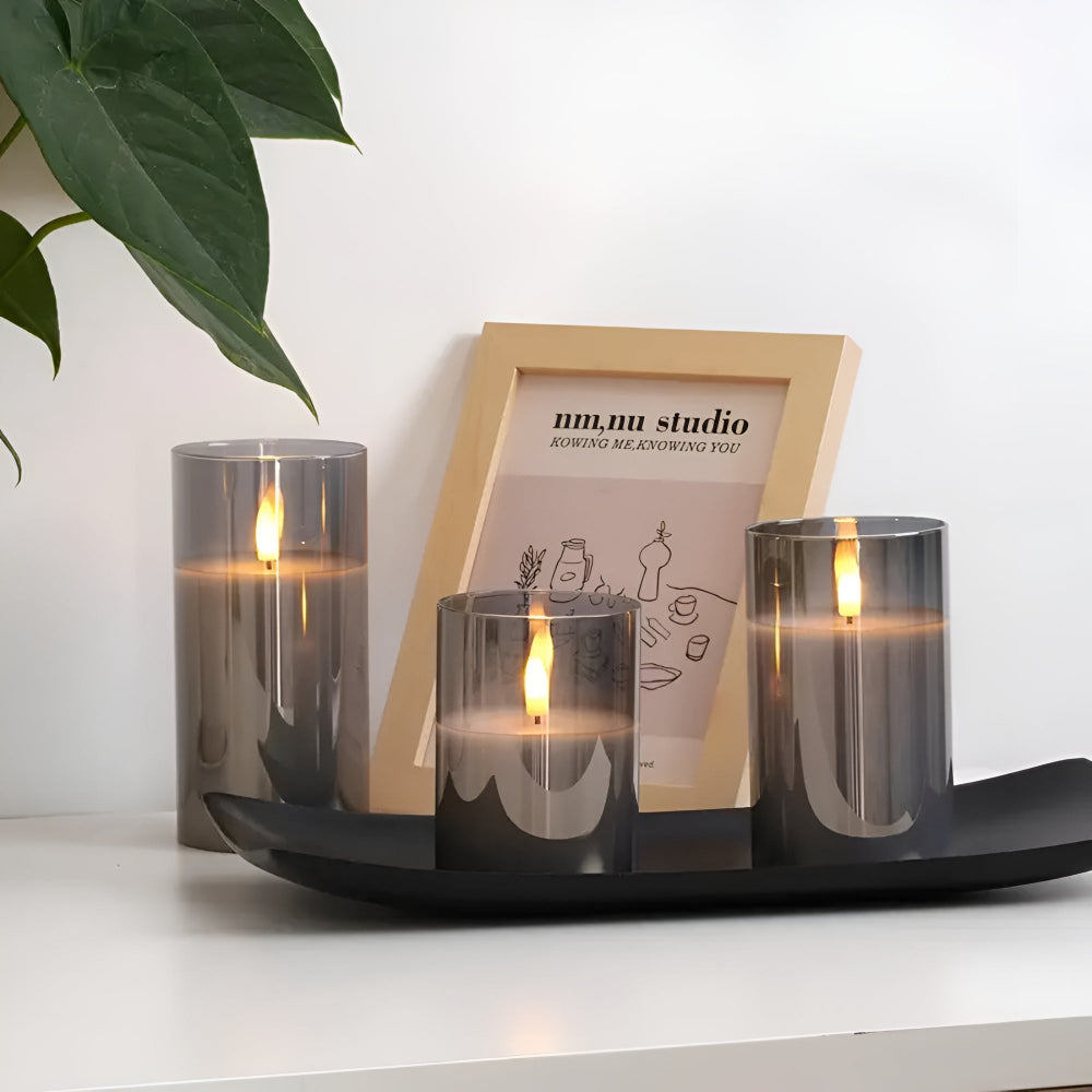 Bougies sans flamme 3D éthérées, lot de 3