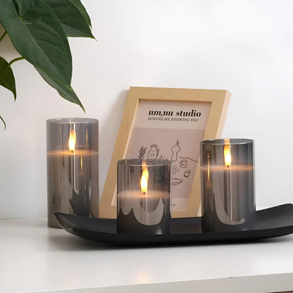 Bougies sans flamme 3D éthérées, lot de 3