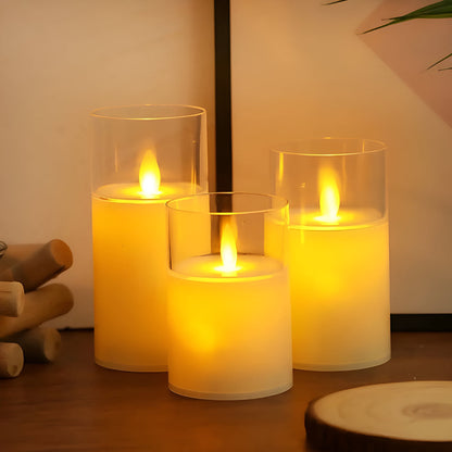 Bougies sans flamme 3D éthérées, lot de 3