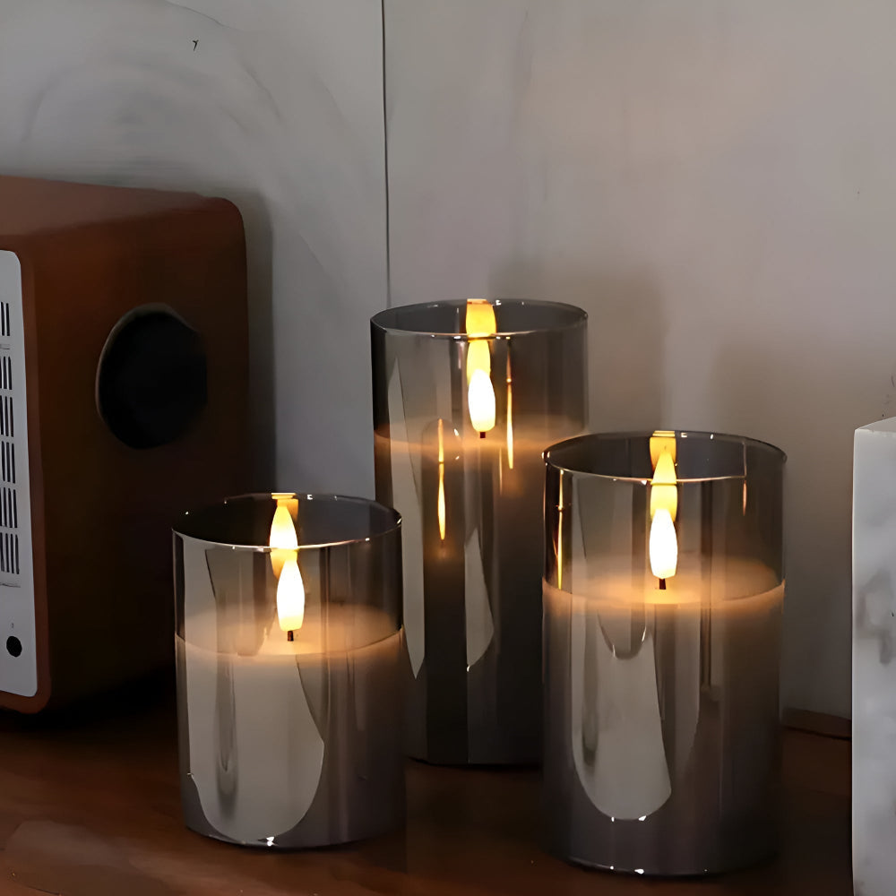 Bougies sans flamme 3D éthérées, lot de 3