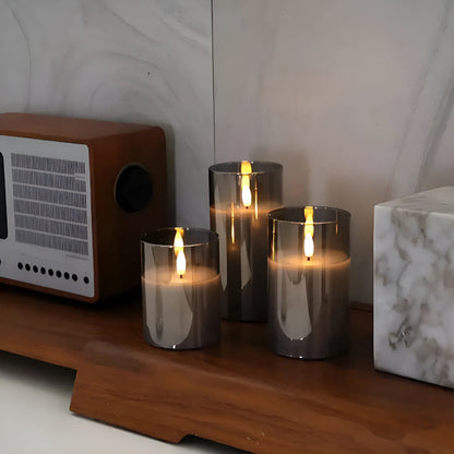 Bougies sans flamme 3D éthérées, lot de 3
