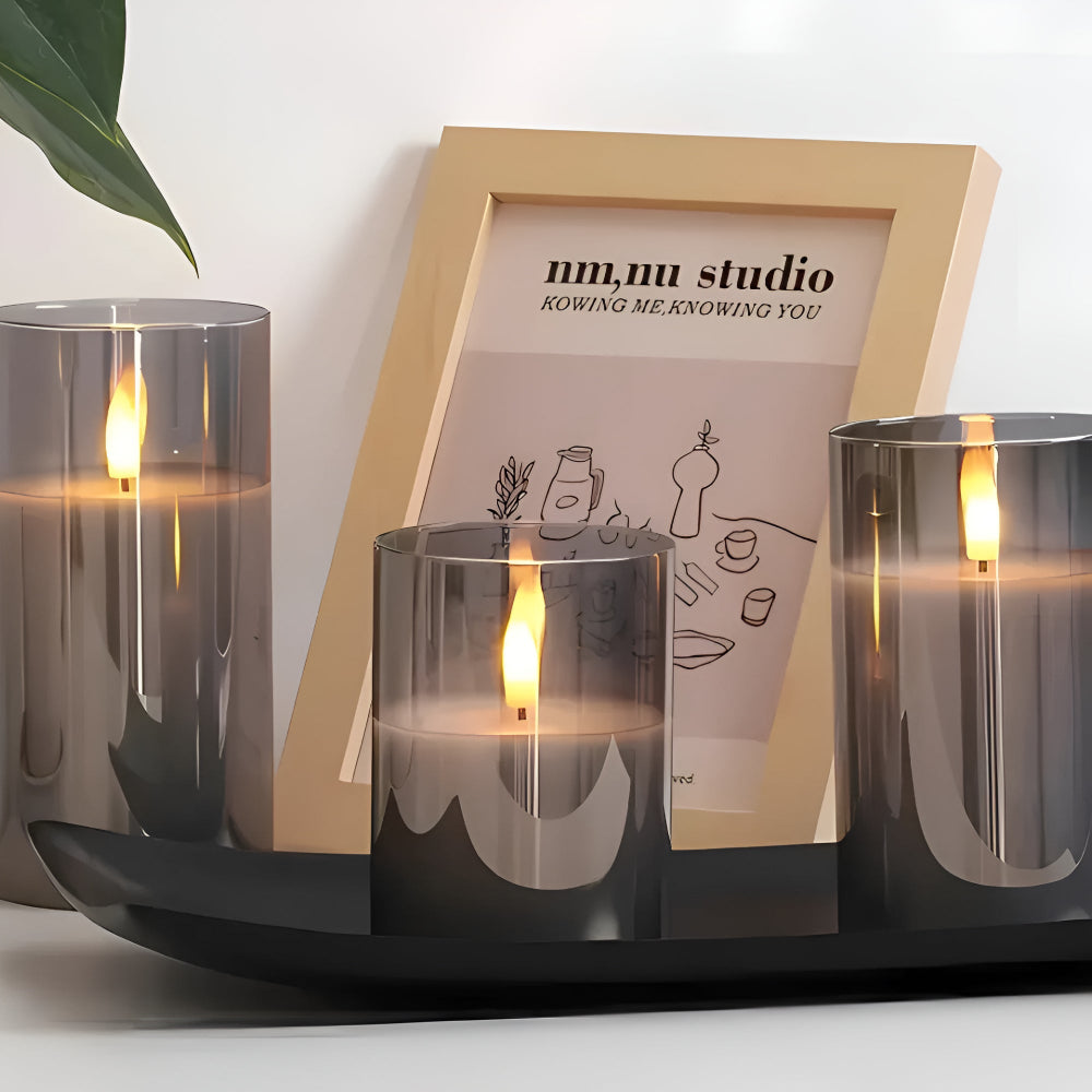Bougies sans flamme 3D éthérées, lot de 3