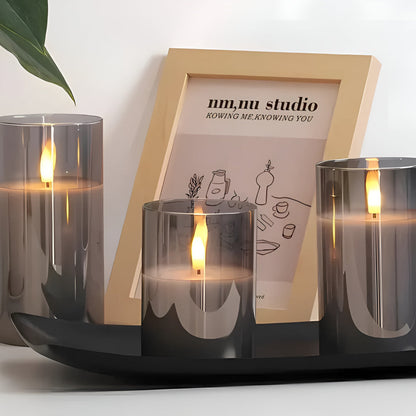 Bougies sans flamme 3D éthérées, lot de 3