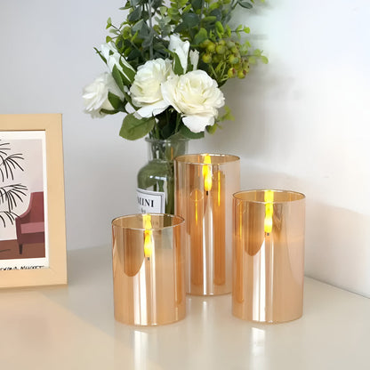 Bougies sans flamme 3D éthérées, lot de 3