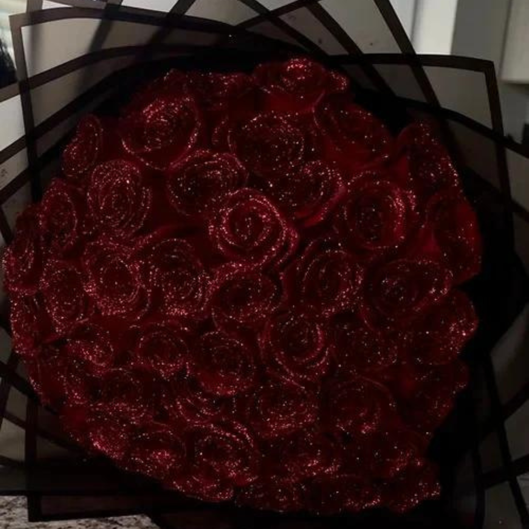 Bouquet de roses éternelles scintillantes - fleurs artificielles romantiques