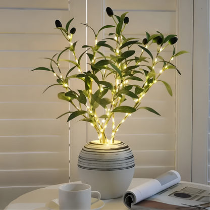 Branche d’olivier lumineuse LED 70 cm | lumière décorative blanc chaud à piles