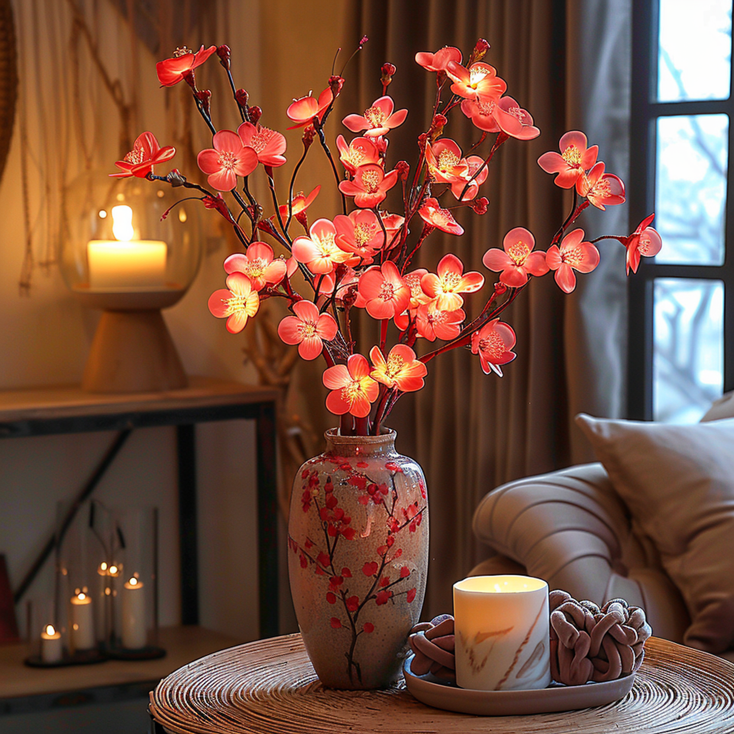 Branche d’olivier lumineuse LED 70 cm | lumière décorative blanc chaud à piles