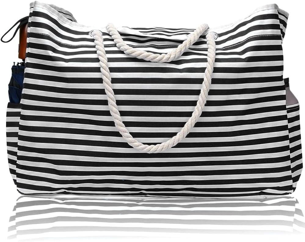 Cabas de plage imperméable, très grand format, avec pochette de voyage offerte