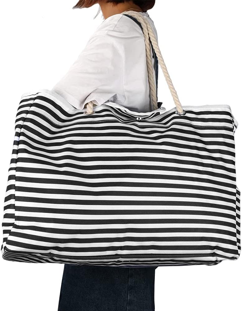 Cabas de plage imperméable, très grand format, avec pochette de voyage offerte