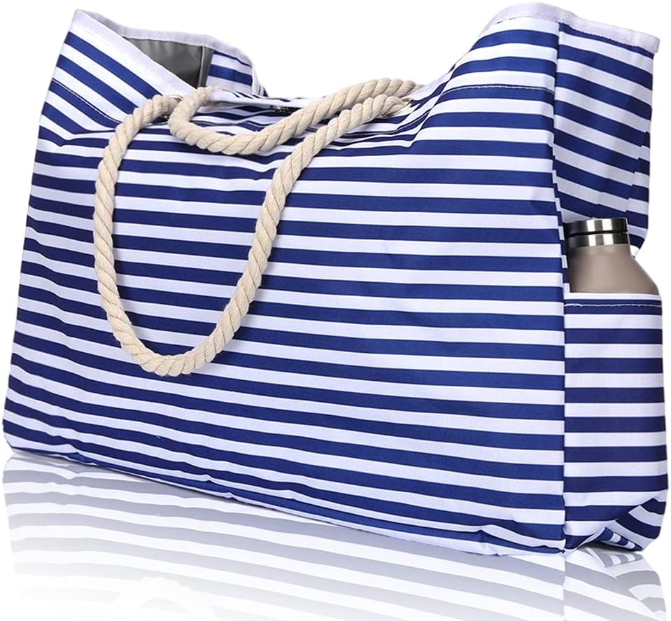 Cabas de plage imperméable, très grand format, avec pochette de voyage offerte