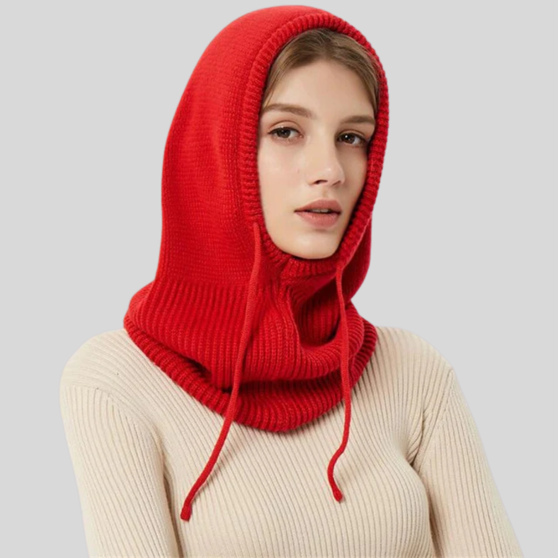 Cache-cou hivernal à capuche en maille