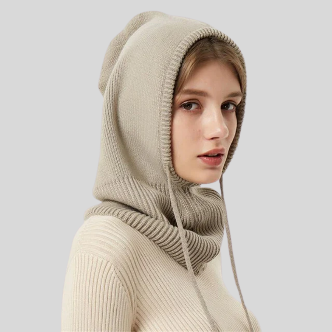Cache-cou hivernal à capuche en maille