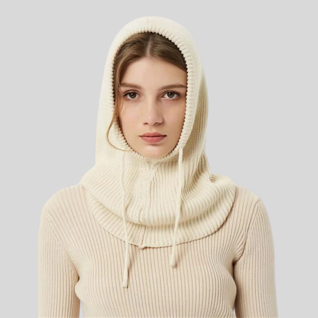 Cache-cou hivernal à capuche en maille