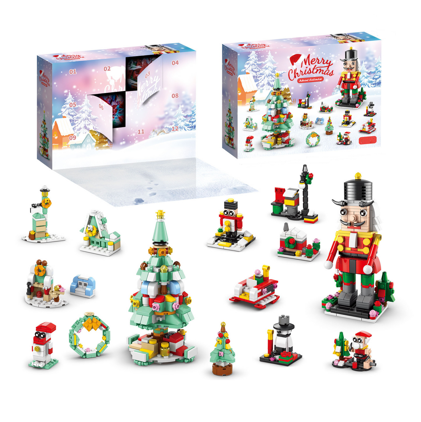 Calendrier de l’avent de Noël, set de briques de construction