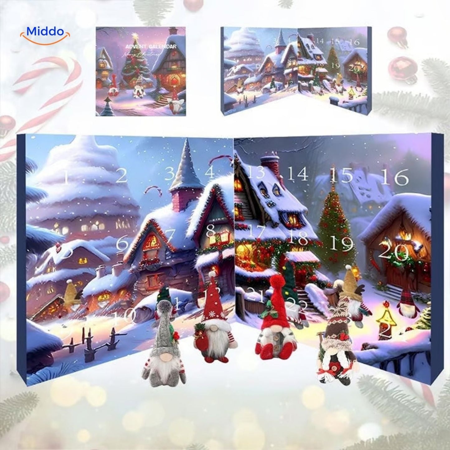 Calendrier de l’Avent gnome en peluche | Cadeau de Noël