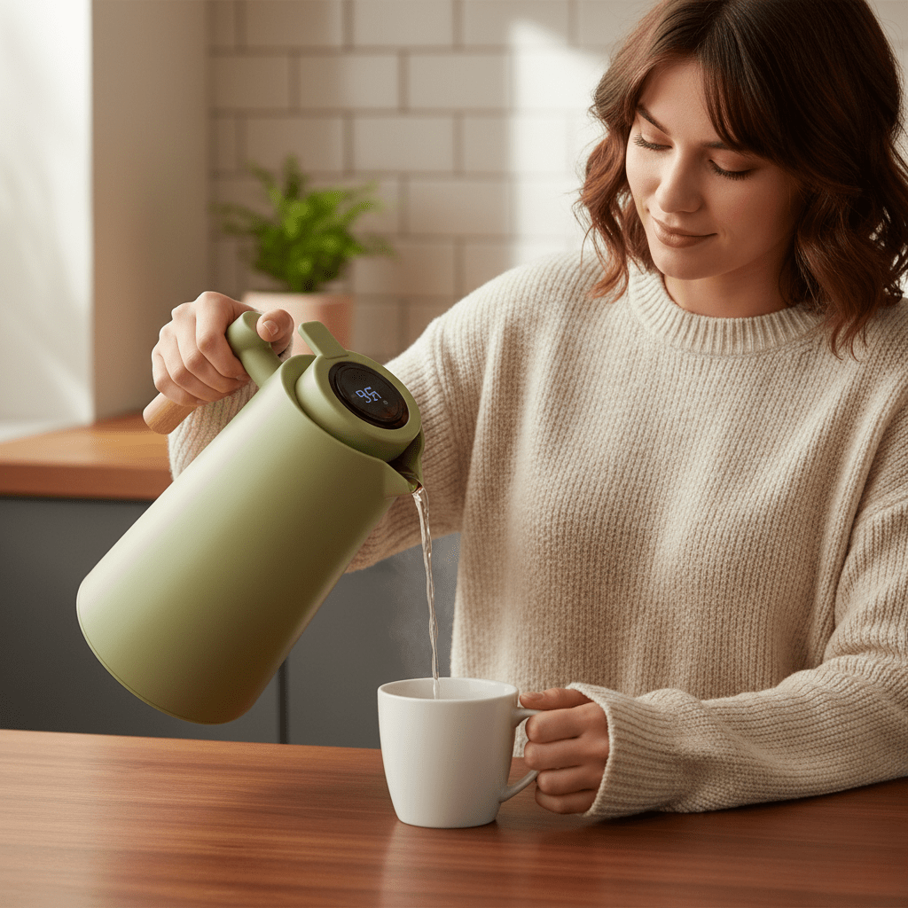Carafe isotherme en acier inoxydable avec thermomètre – élégante et fonctionnelle 1 L