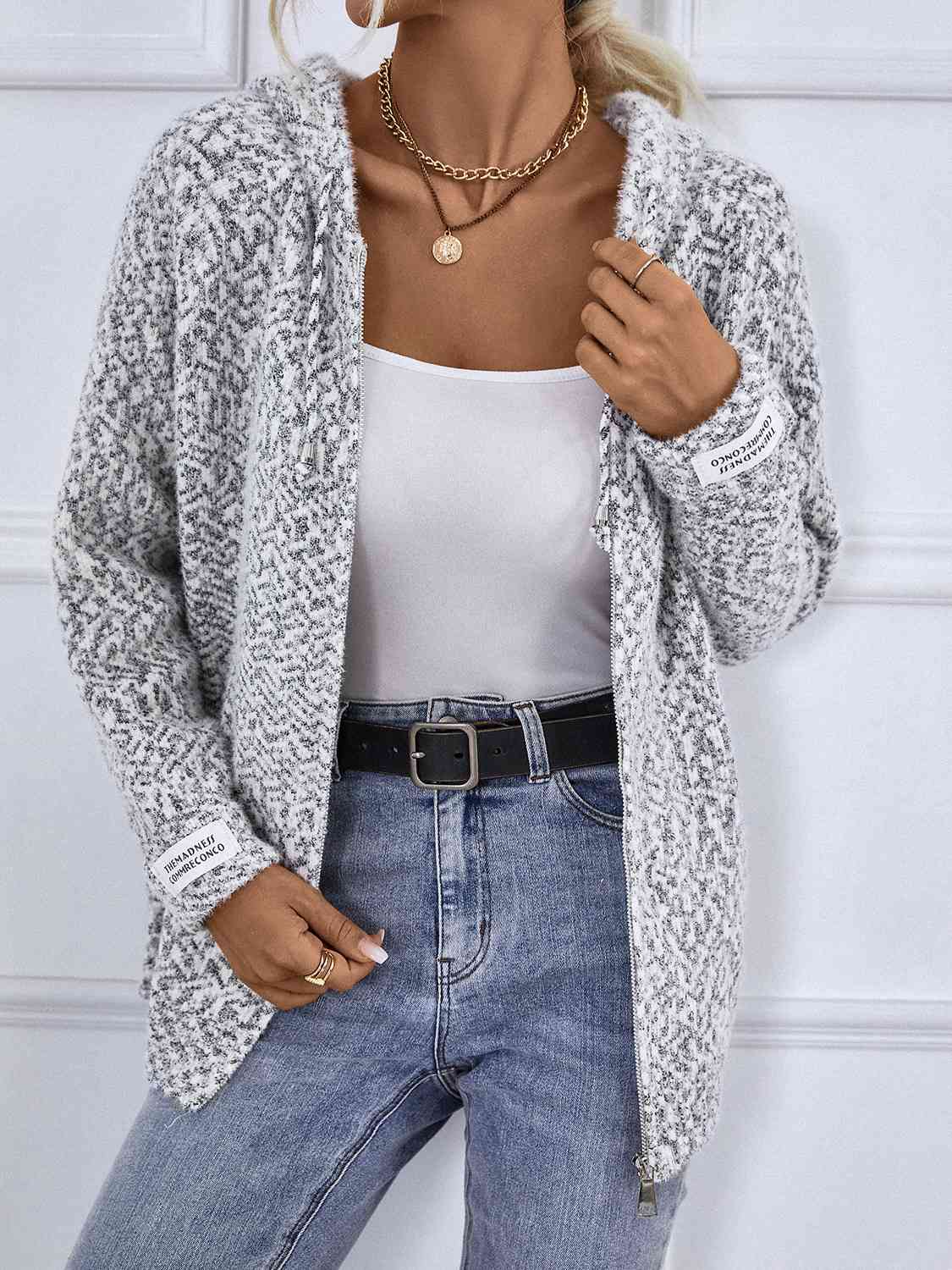 Cardigan à capuche pour femme avec poches devant