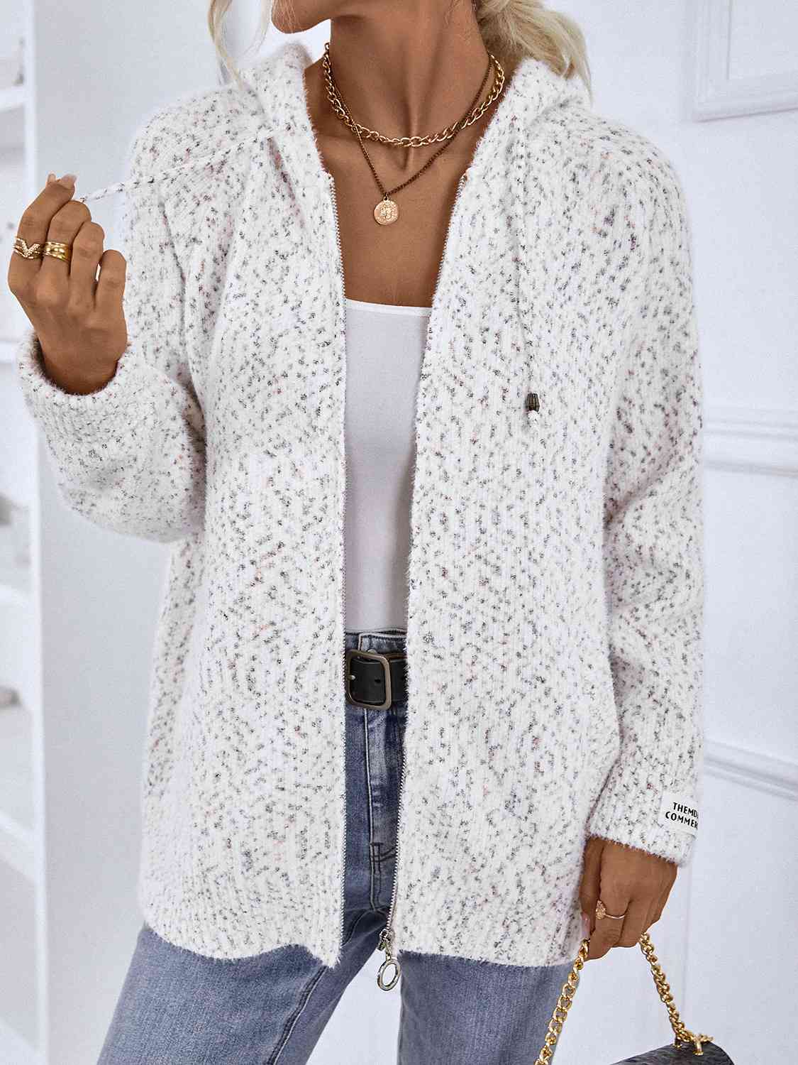Cardigan à capuche pour femme avec poches devant