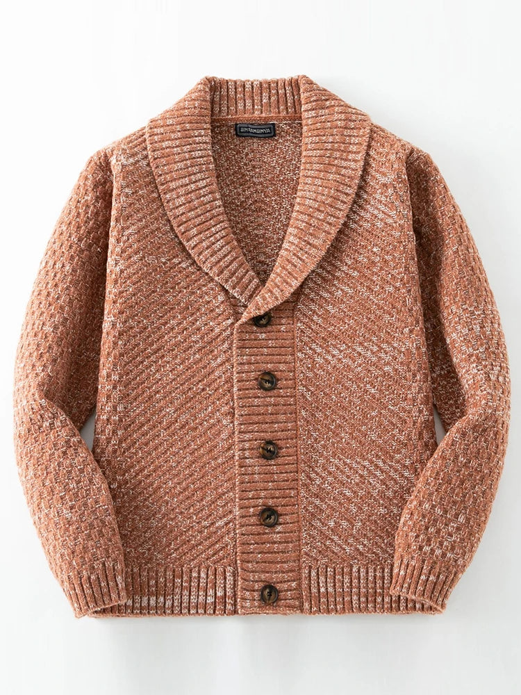 Cardigan à col châle boutonné devant pour homme