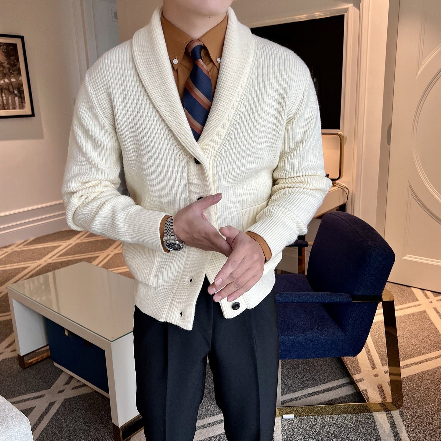 Cardigan à col châle pour homme