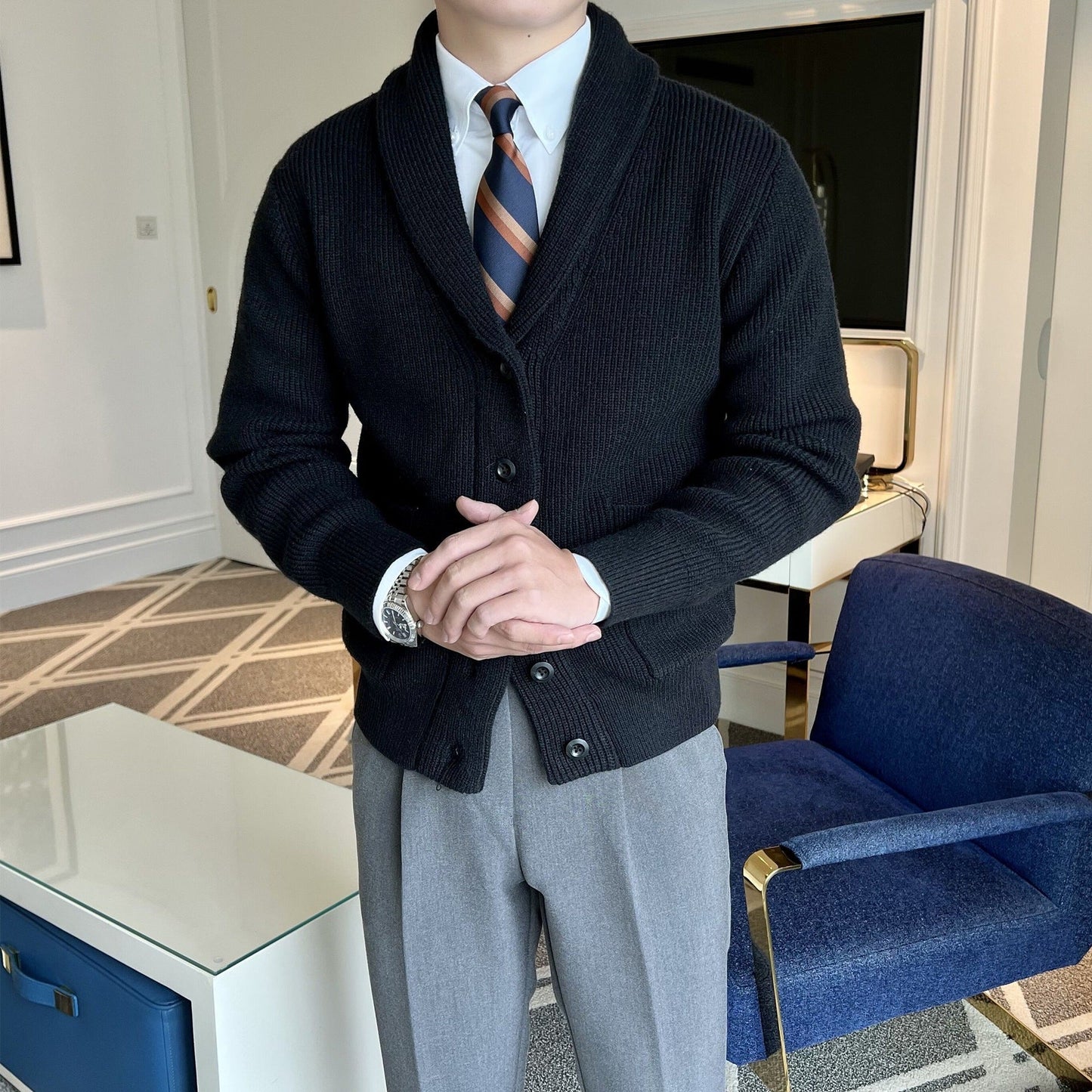 Cardigan à col châle pour homme