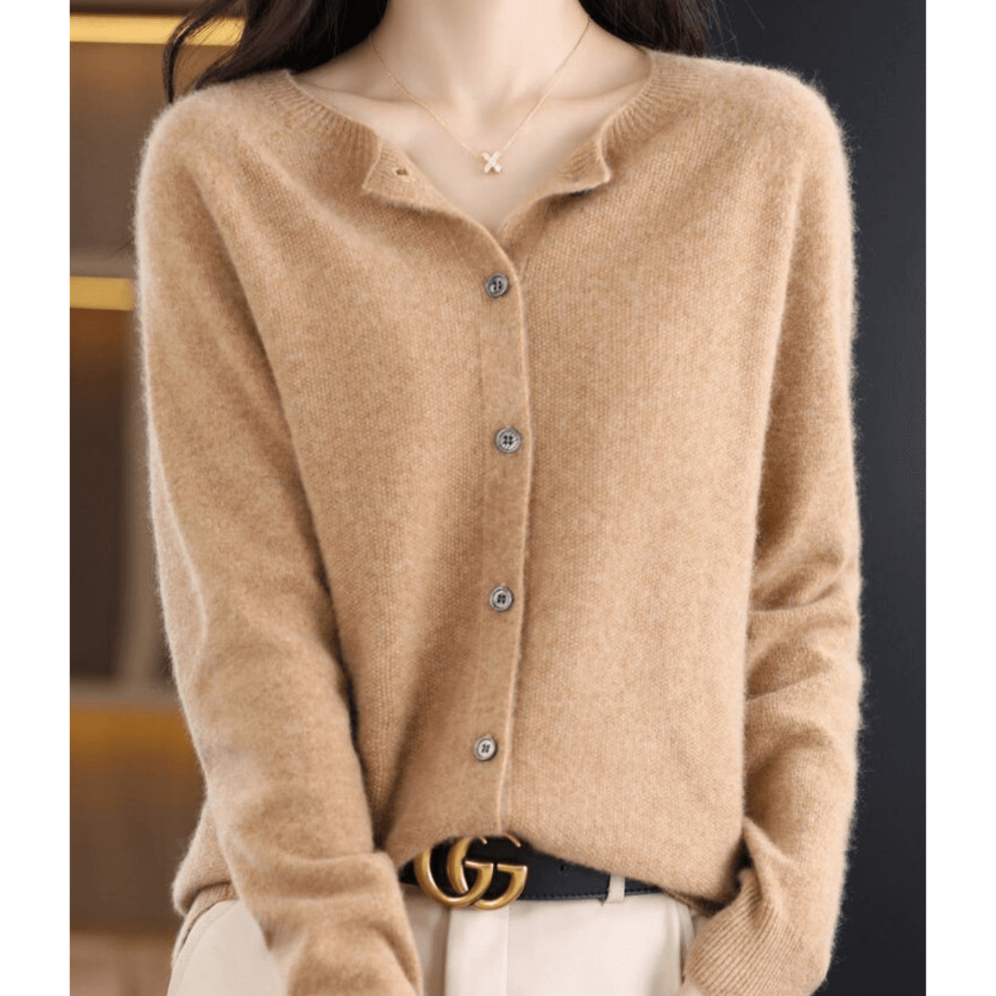 Cardigan à col V pour femme