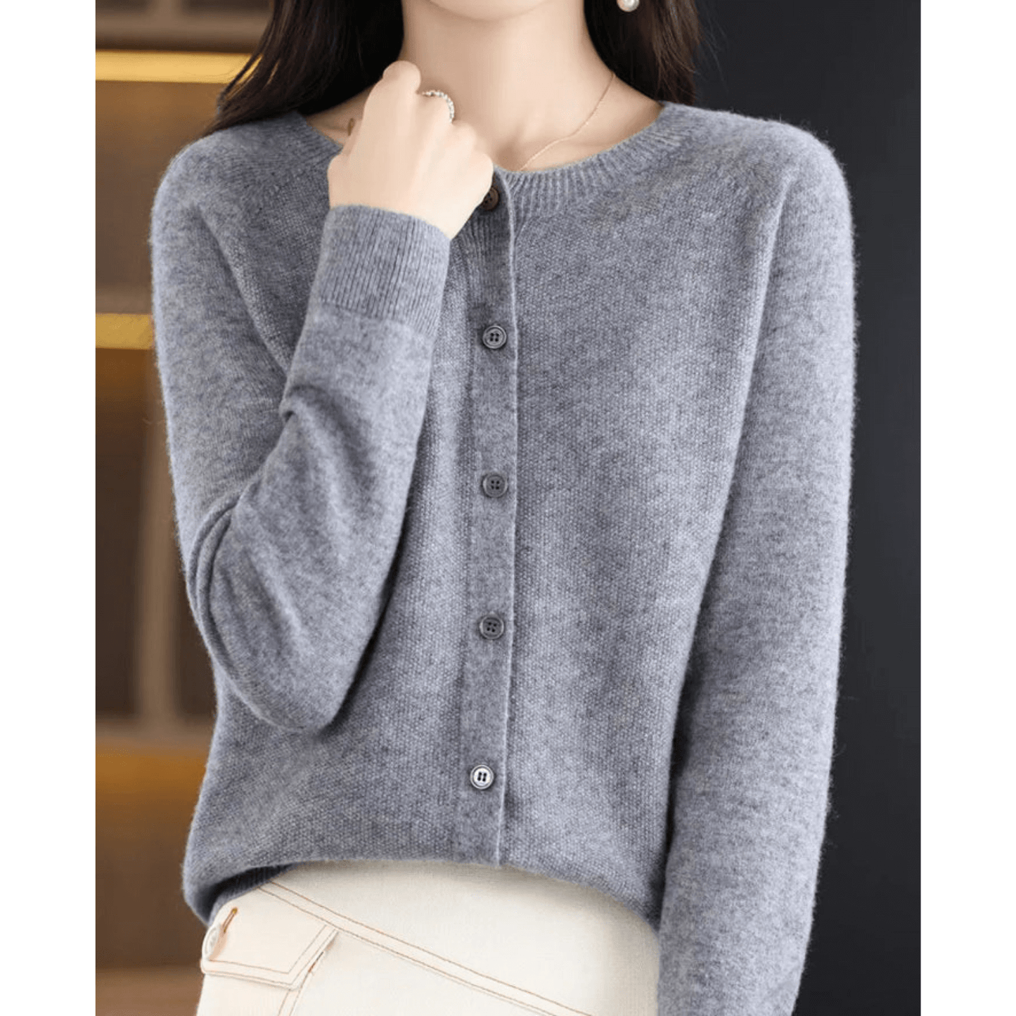 Cardigan à col V pour femme