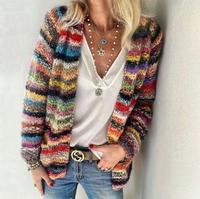 Cardigan à rayures ouvert sur le devant pour femme