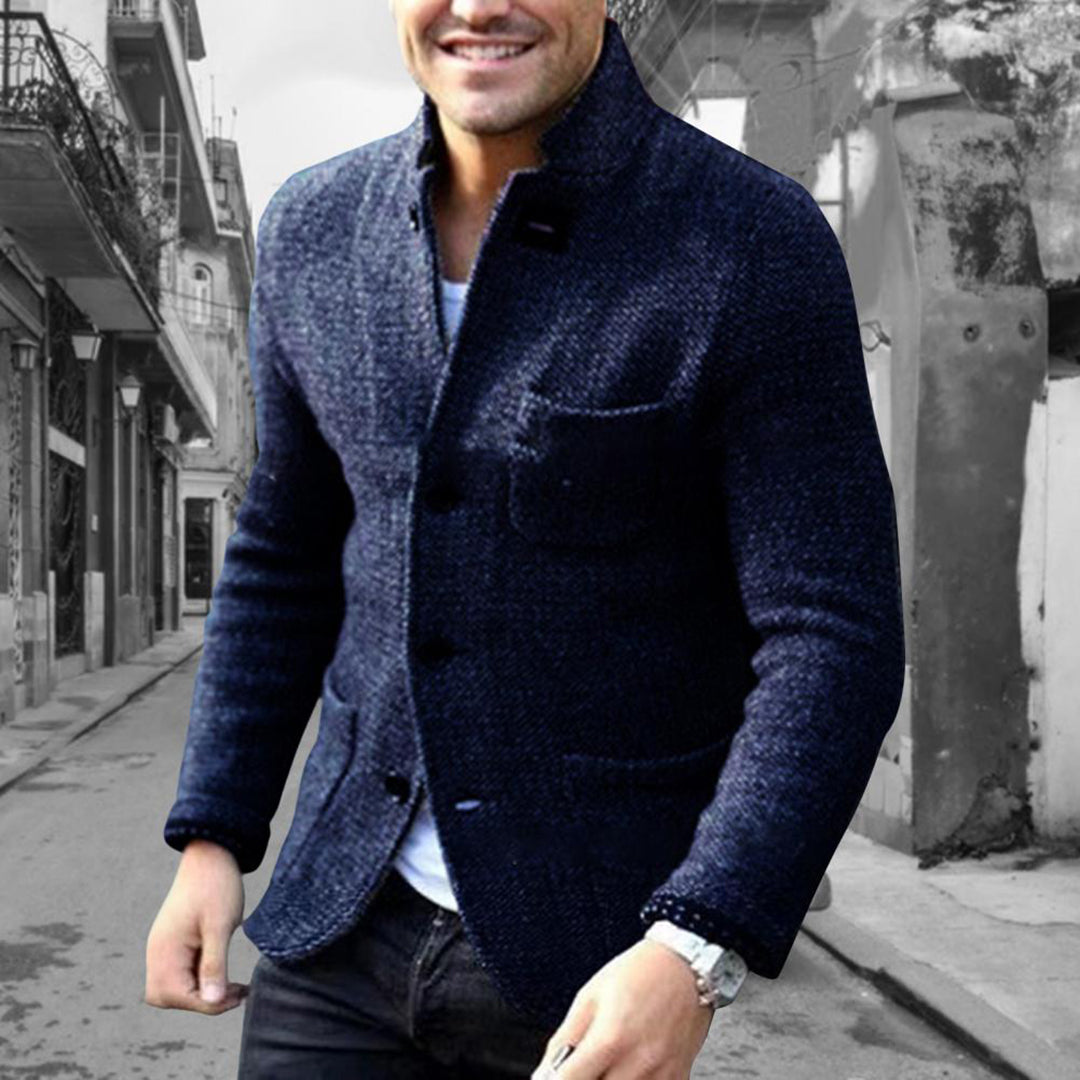 Cardigan-blazer en maille structurée pour homme