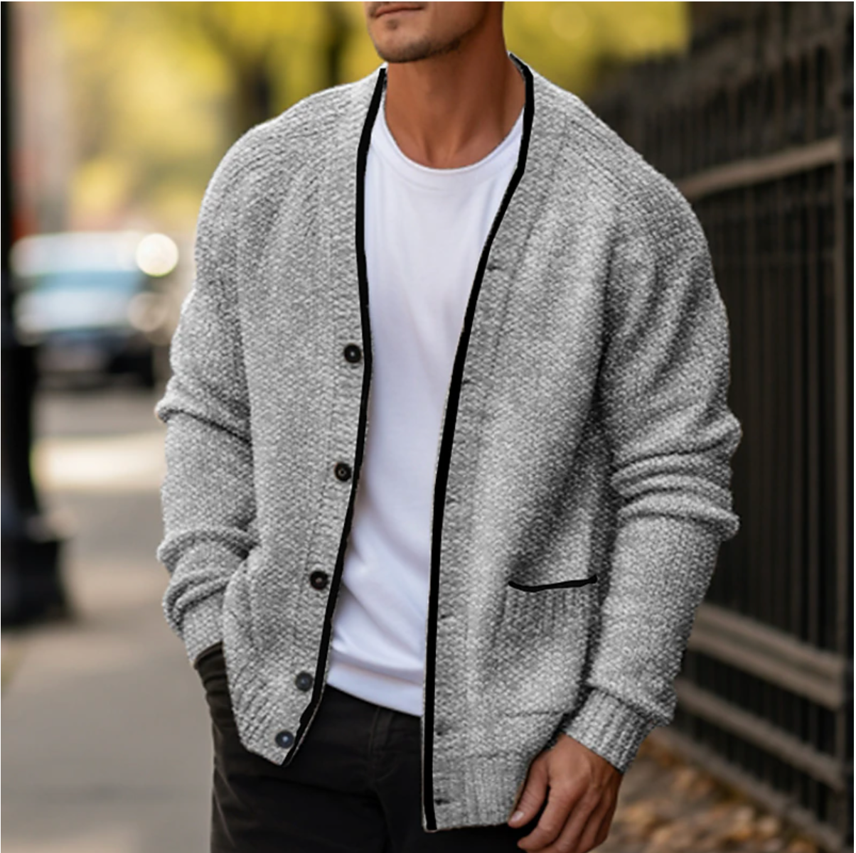 Cardigan boutonné pour homme