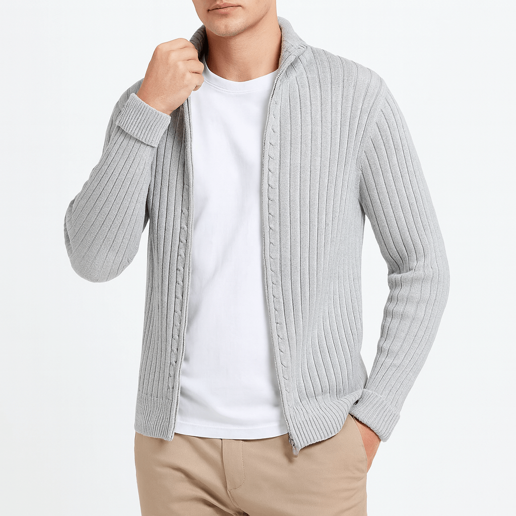 Cardigan côtelé zippé pour homme
