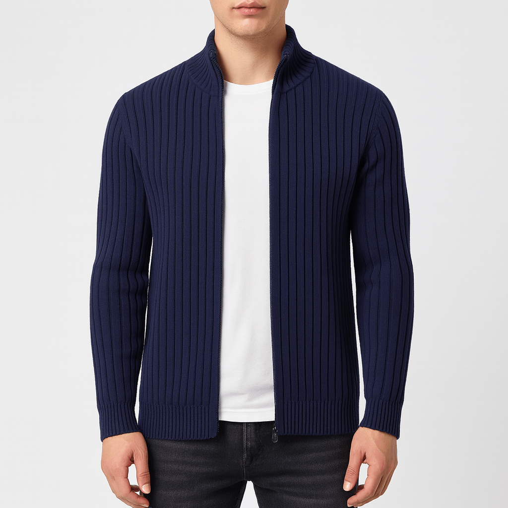Cardigan côtelé zippé pour homme