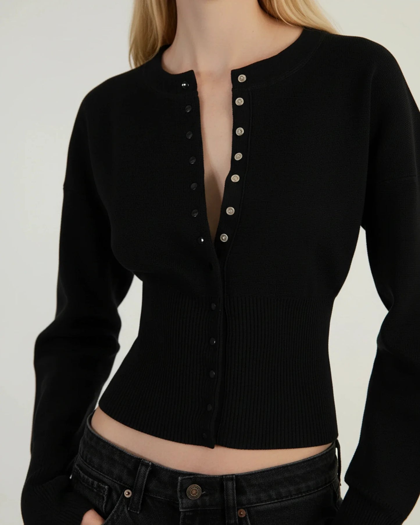 Cardigan court à manches longues pour femme