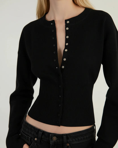 Cardigan court à manches longues pour femme
