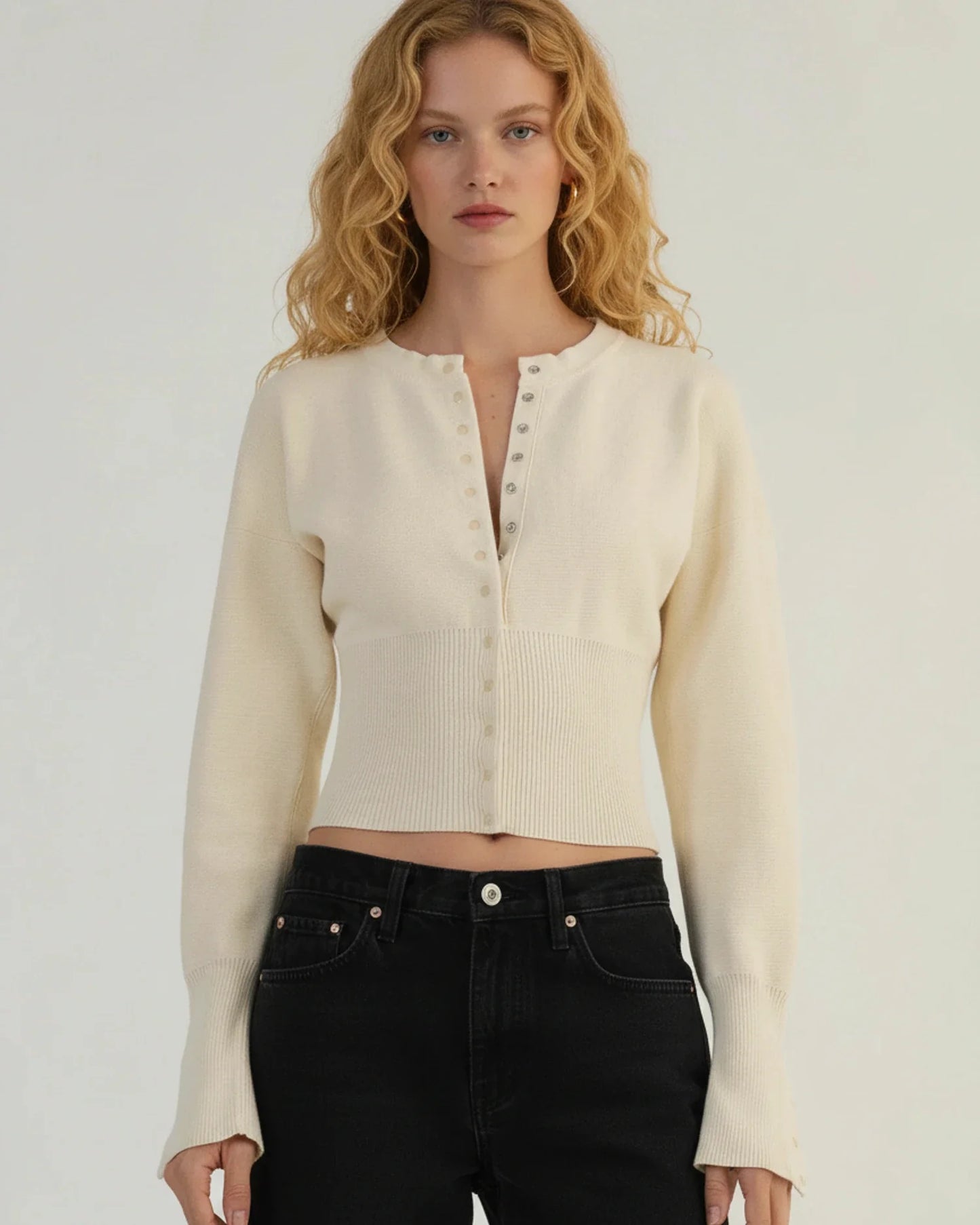 Cardigan court à manches longues pour femme
